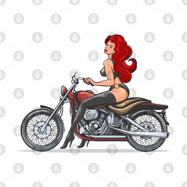 Red hair Sexy Girl on Vintage motorcycle by devaleta