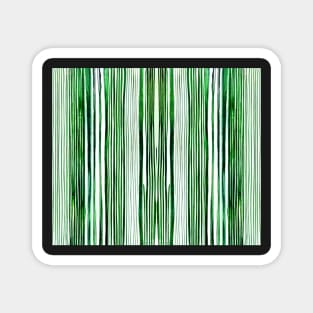 Green And White Vertical Striped - Green Aesthetic Lines Magnet