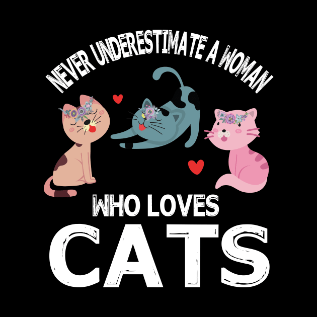 Never Underestimate A Woman Who Loves Cats Happy Parent July 4th Summer Vacation Day by Cowan79