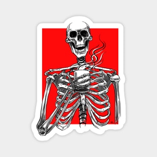 Halloween skeleton drinking coffee red Magnet