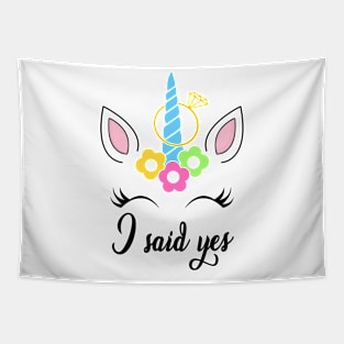 Bride Unicorn I said Yes Tapestry