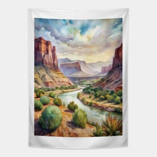 Big Bend National Park Watercolor Painting Tapestry