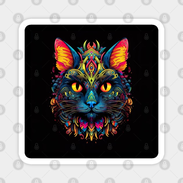 Regal Trippy Cat Magnet by Owndigiart