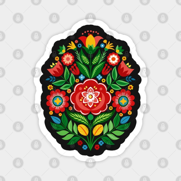 Floral Folk Art Romanian Magnet by craftydesigns