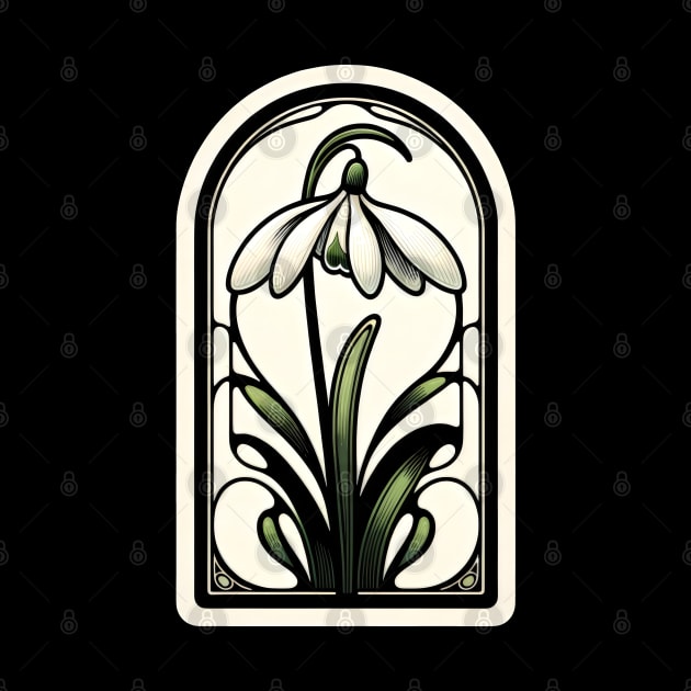 art nouveau snowdrop january Birth Month Flower by OddHouse