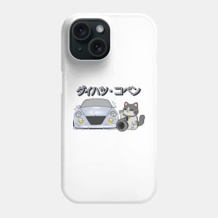 Silver Daihatsu Copen & Maneki-Neko Phone Case