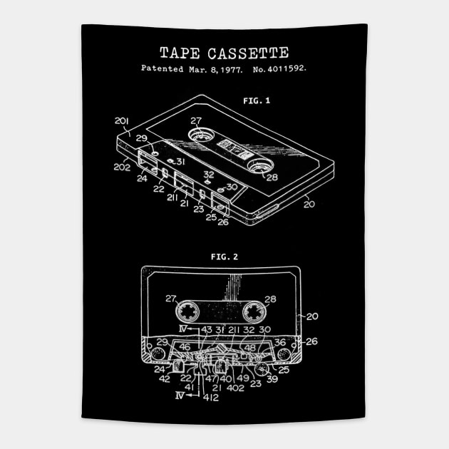 Tape Cassette Patent White Tapestry by Luve