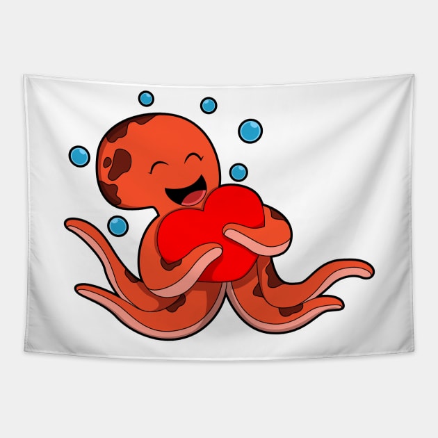 Octopus Love Heart Tapestry by Markus Schnabel