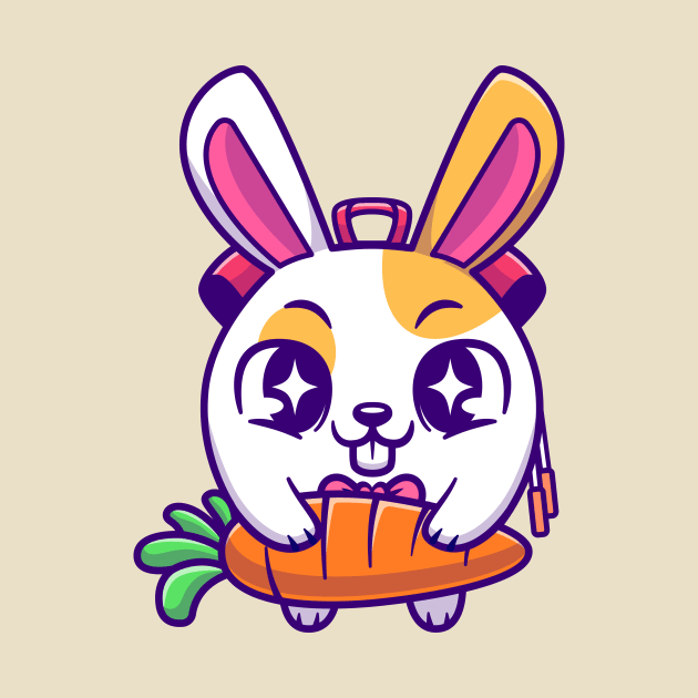 Cute Rabbit Bag Holding Carrot Cartoon by Catalyst Labs