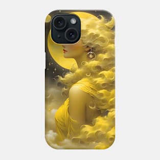 Yellow moon girl Phone Case