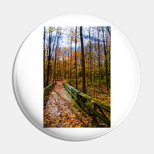 Footbridge in the Autumn Forest Pin