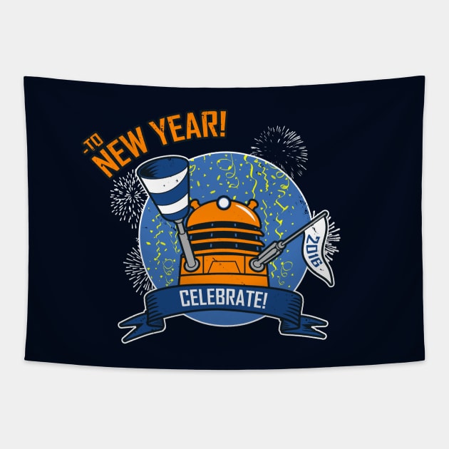 New Year Celebration Cute Alien Meme Tapestry by BoggsNicolas