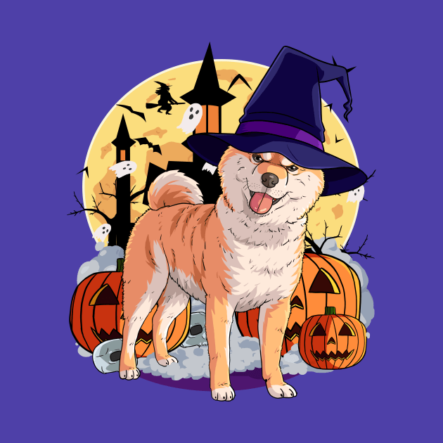 Shiba Inu Scary Dog Halloween Witch Pumpkin by Noseking
