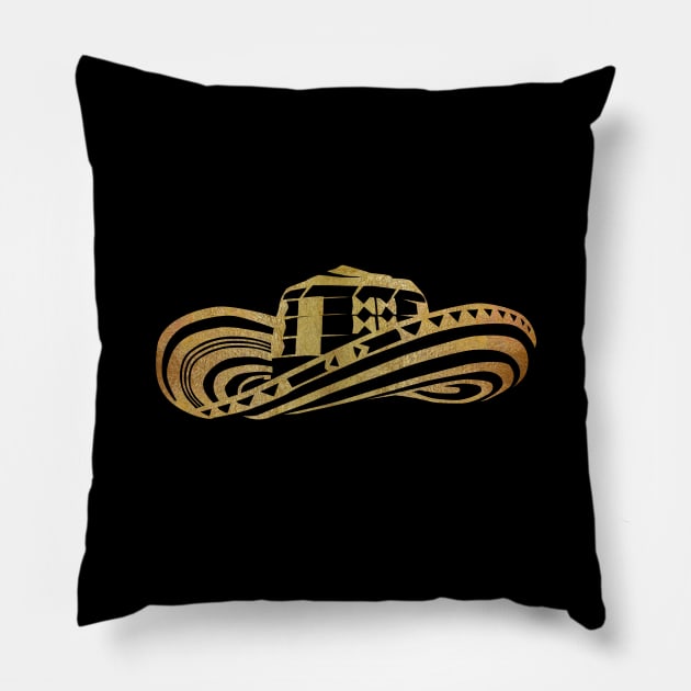 Colombian Sombrero Vueltiao in Gold Leaf Pillow by zuzugraphics