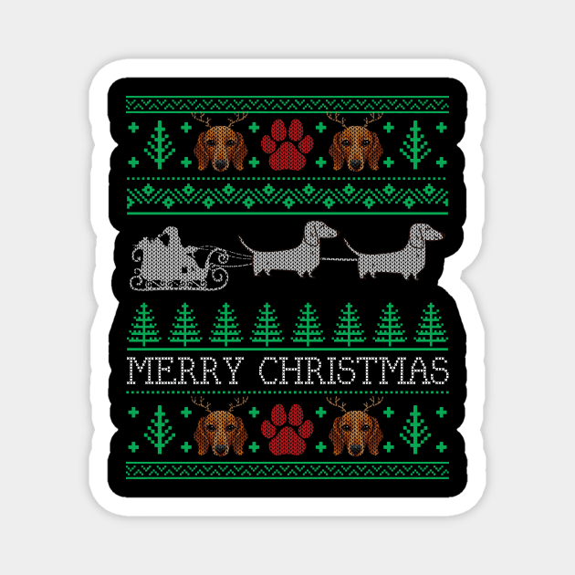 Christmas Dachshund Wiener Dog Dachshund Ugly Christmas Sweater Magnet by mrsmitful01