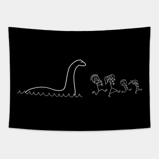 Nessie chases stick family Tapestry