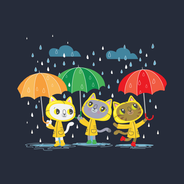 Rainy Day Kitty Cats by LittleBunnySunshine