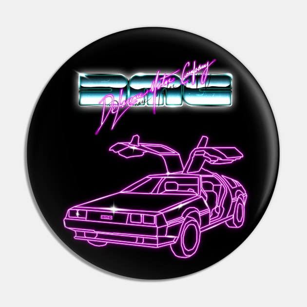 Synthwave DeLorean Pin by EmrysDesigns