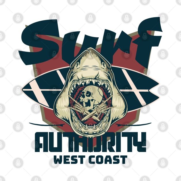 Surf Authority shark skull badge surfboard by SpaceWiz95