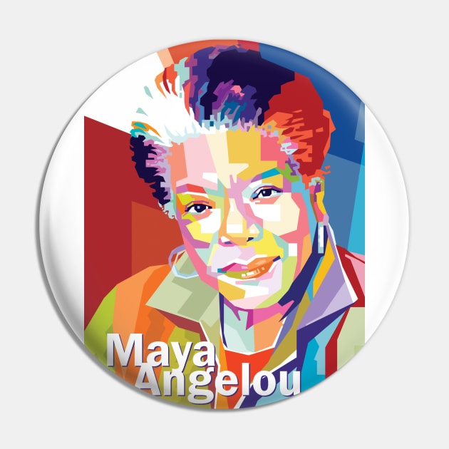 Maya Angelou in Pop art Pin by Mulyadi Walet