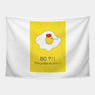 Funny Egg 50th Birthday Card Tapestry