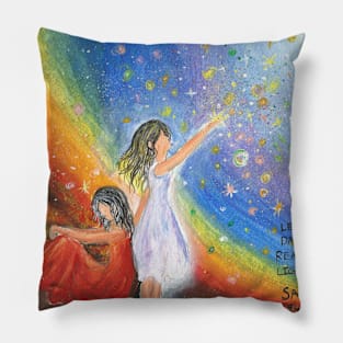 leave the darkness behind and reach for the light motivational acrylic painting Pillow