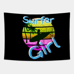 Surfer Girl Surfing Gift for Girls Surfboard 80s Retro Surf Tapestry