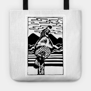 California Quail Woodblock Tote