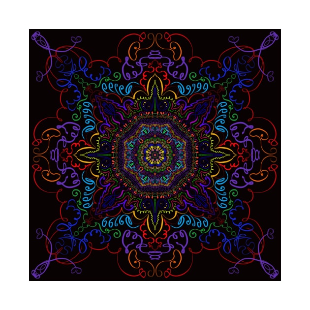 Brilliant on black mandala by MamaODea