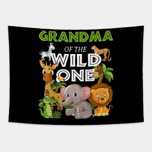 Grandma of the Wild One Zoo Birthday Safari Jungle Animal Tapestry