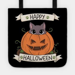 Cute Cat in Pumpkin - Halloween Tote