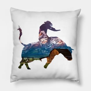 Bull Rider 1: Mountain Ranch at Sunset Pillow