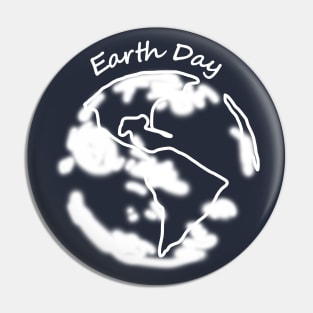 White Eco Planet Earth Day Monochrome Pin