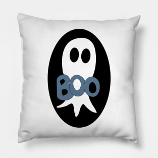 Cute Halloween ghost cartoon with BOO text Pillow