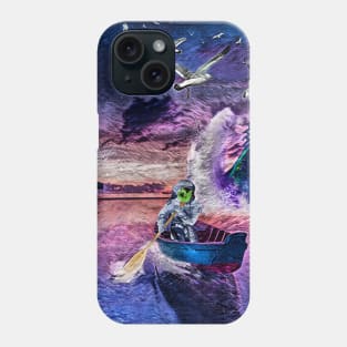 An astronaut is sailing in a boat Phone Case