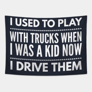 I PLAYED WITH TRUCKS NOW I DRIVE THEM Tapestry