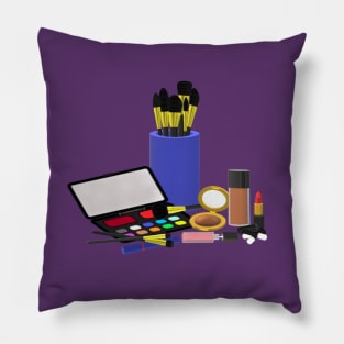 Makeup Collection (Deep Shades. Purple Background.) Pillow