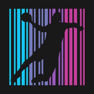 Handball Player Barcode Retro Handball Sports T-Shirt