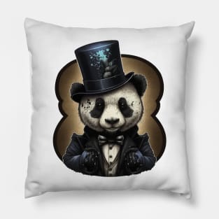 Panda wearing Top Hat Pillow