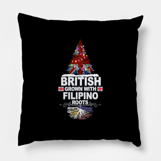 British Grown With Filipino Roots - Gift for Filipino With Roots From Philippines Pillow by Country Flags