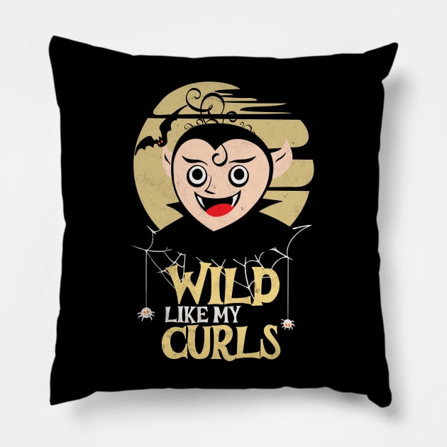 Wild Like My Curls Toddler Cute Vampire Curly Haired Pillow by alcoshirts