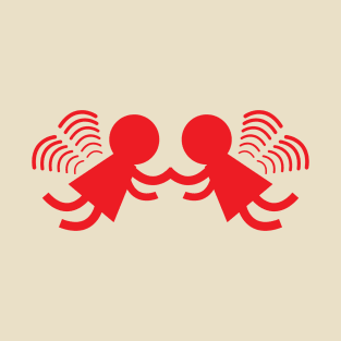Red Angel Twins Holding Hands T-Shirt