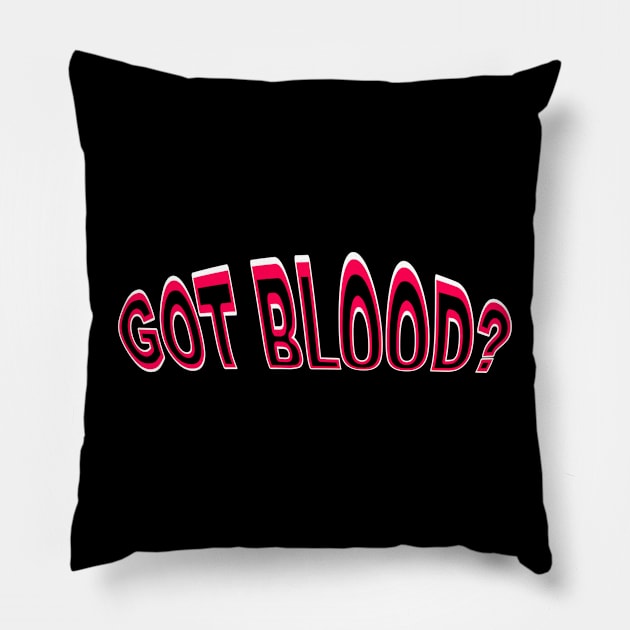 GOT BLOOD? Neon cute Vampire bat face shirt RED 2 Pillow by Angsty-angst