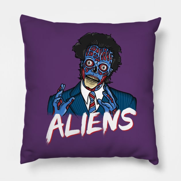 BECAUSE ALIENS Pillow by neilss1