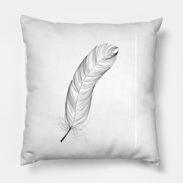 Black and White Feather Pillow by MamaODea
