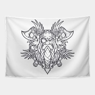 Viking tattoo black and white Tapestry