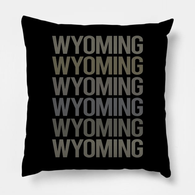 Gray Text Art Wyoming Pillow by flaskoverhand