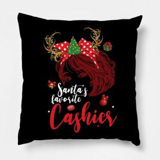 Messy Bun Hair Christmas Tree Santas Favorite Cash Pillow