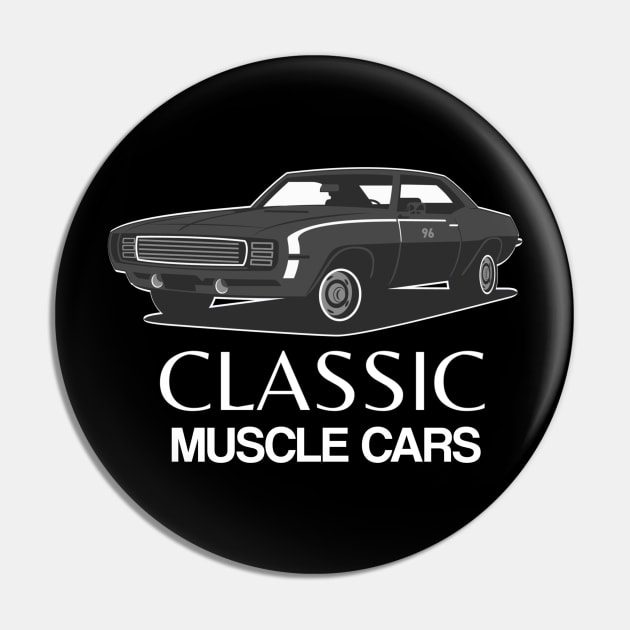 Classic Muscle Cars Pin by FungibleDesign