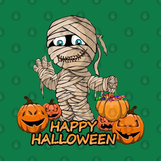 Mummy Scary and Spooky Happy Halloween Funny Graphic by SassySoClassy